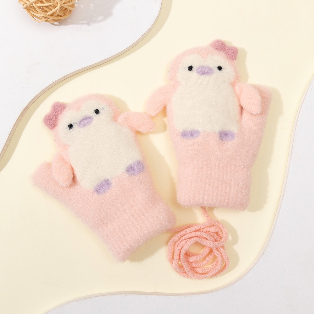 Wool Glove Lined - 분실 방지 끈이 달린 아동용 장갑,