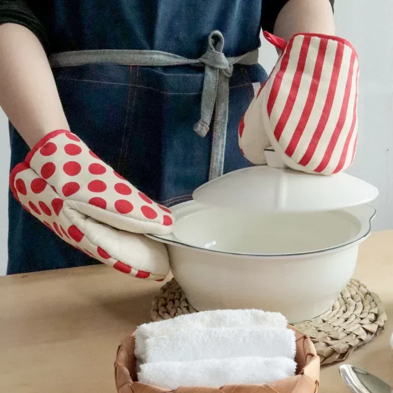 면 소재 오븐 장갑 및 냄비 받침 1개, 도트 무늬 및 - Heat Resistant Glove 리뷰 및 가격